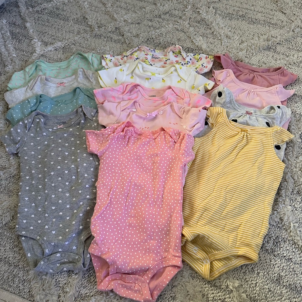 Assorted Colorful Baby Onesies Set (12 M)